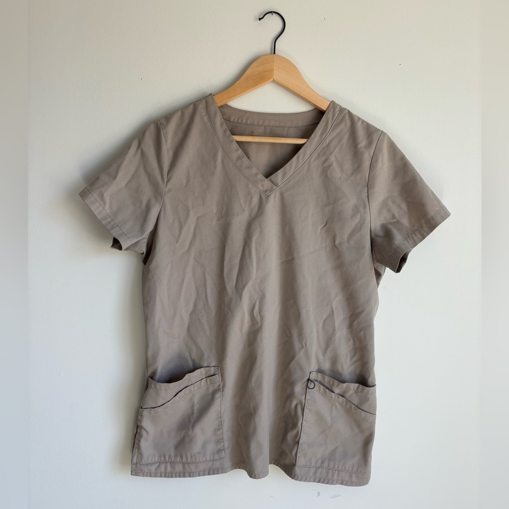 Beige Fitted Scrub Top 3/$30